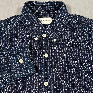 Taylor Stitch Jack Shirt Mens 38 Small Navy Blue Geometric Print Button Down
